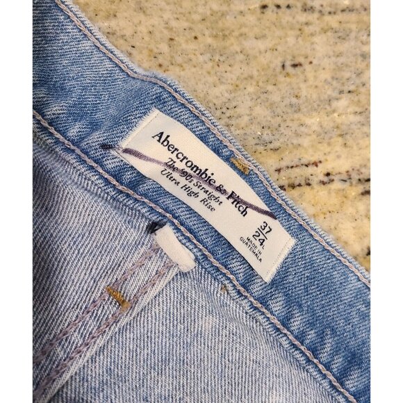 Abercrombie & Fitch The 90s Straight Ultra High Rise Jeans Crossover Size 37/24L - Picture 11 of 16